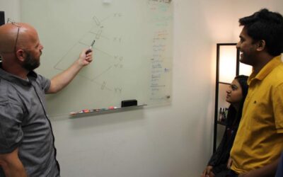 Heath Blackmon explaining an analysis to his students